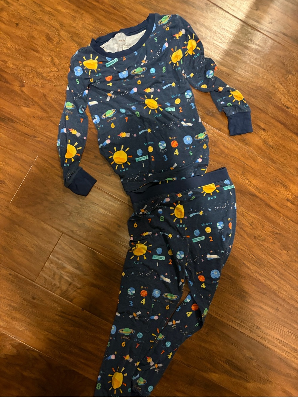 Little Sleepies Navy Solar System Pajama Set with Yellow Suns
